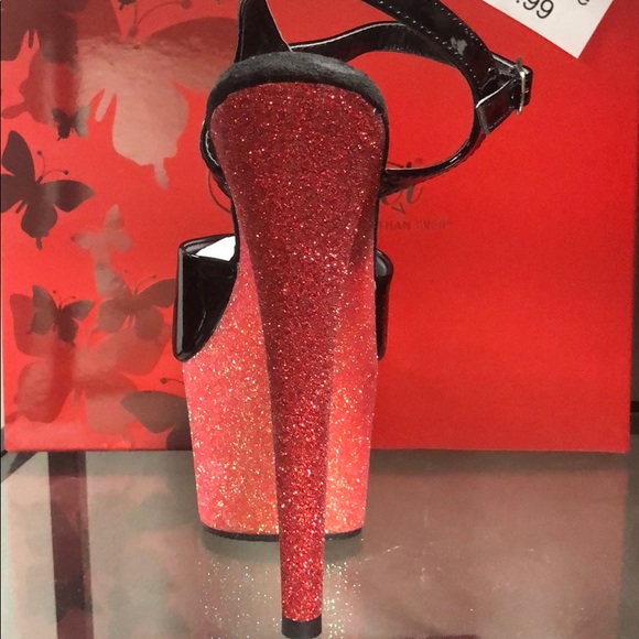 Pleaser Adore Gold glitter Ombré stripper heels - Picture 2 of 4